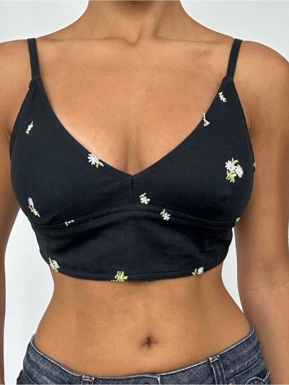 Urban Outfitters Black Floral Bralette Top